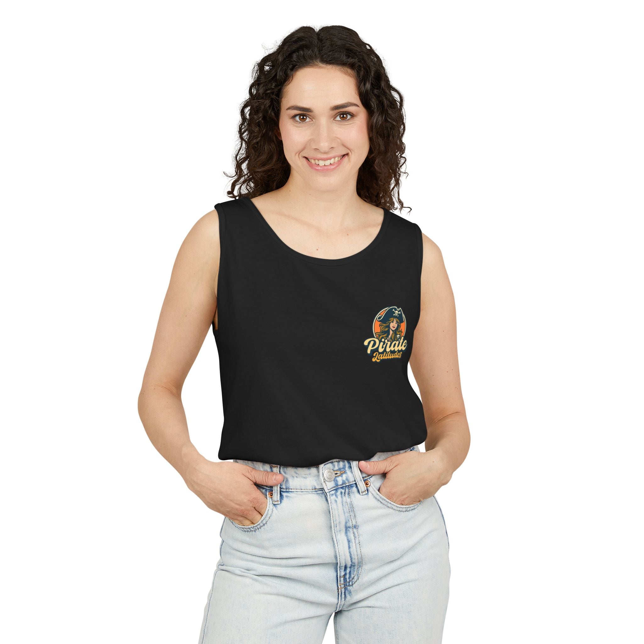 Pirate Themed Unisex Tank Top - Pirate latitudes Design for Summer Adventures