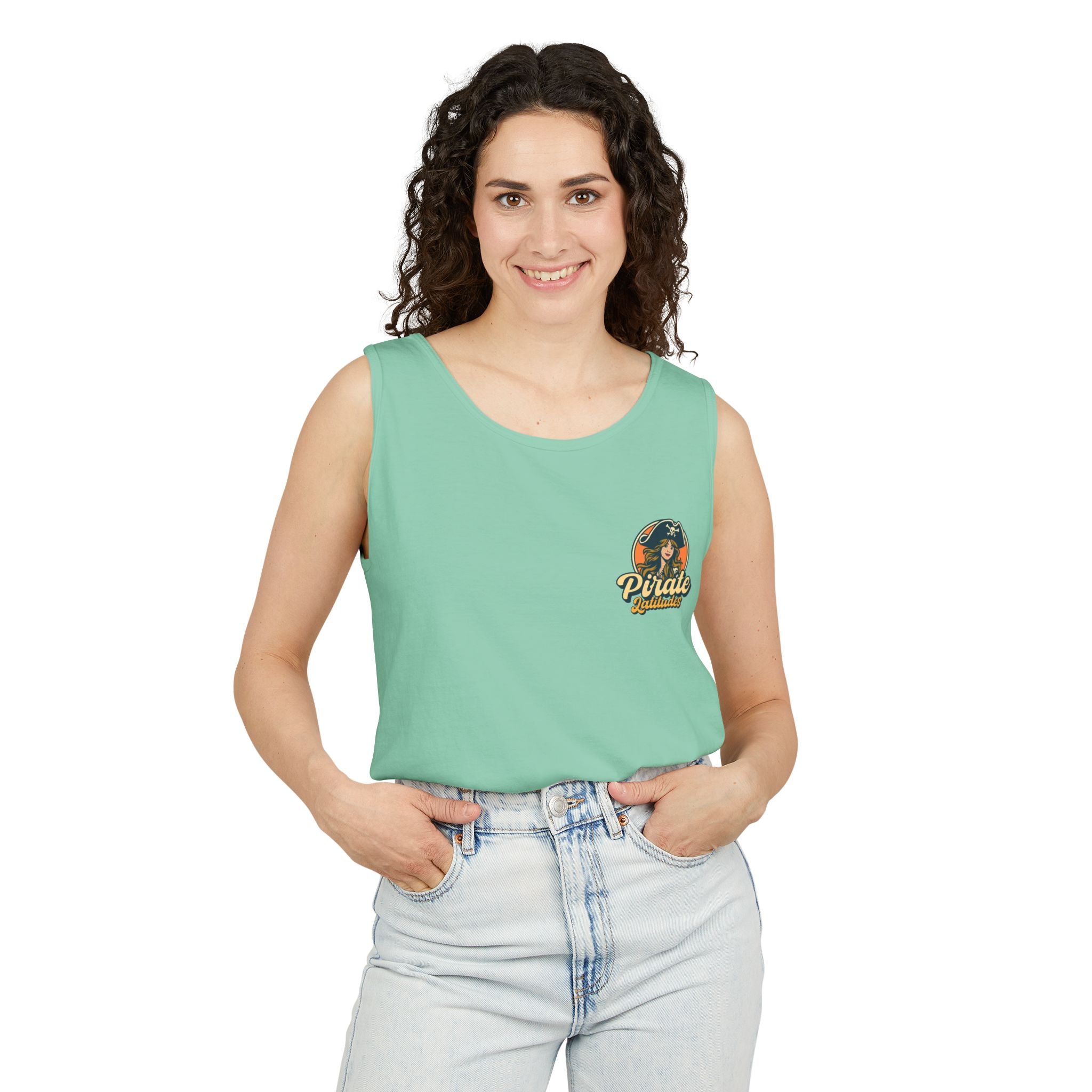 Pirate Themed Unisex Tank Top - Pirate latitudes Design for Summer Adventures